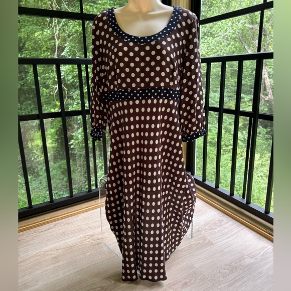 Boden Brown and White Polka Dotted Dress ~ marked size 16R comparable to US 12 - Picture 10 of 10